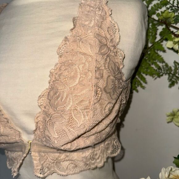 Anthropologie Evalyn V-Neck Lace Bralette blush nude | medium - Picture 4 of 11